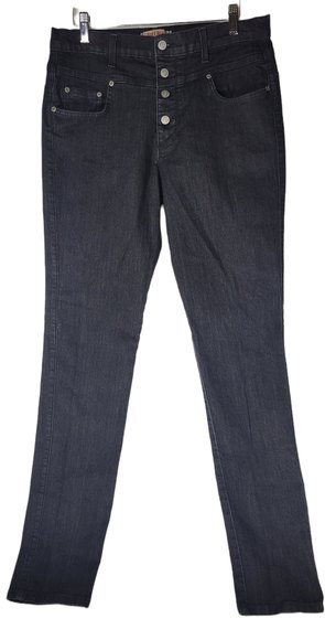 Judy Blue Denim - Judy Blue Hi-Rise Straight Leg Button Fly Black Super Stretch Denim Jeans Sz 15